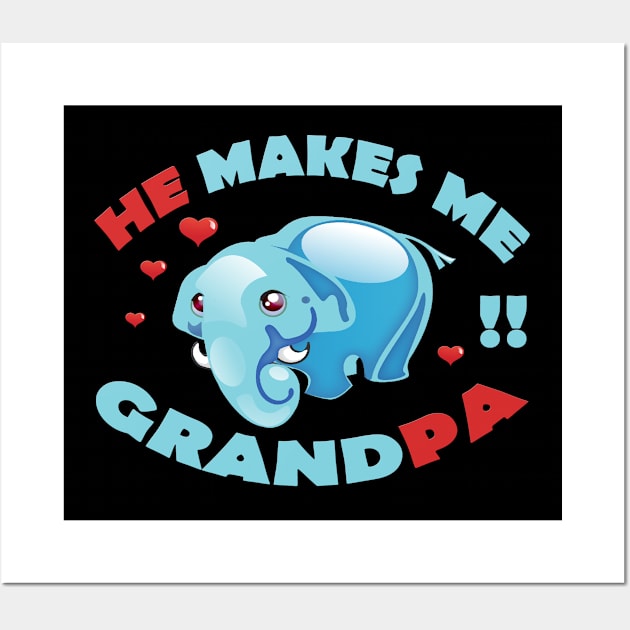 Funny Grandpa Elephant Baby Fathers Day T-Shirt Wall Art by Nassif